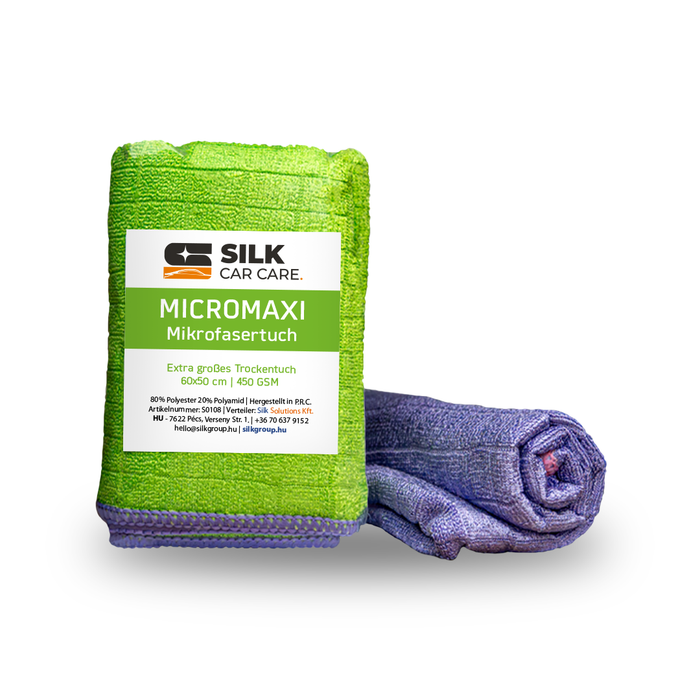 Silk MicroMaxi Extra Großes Mikrofasertuch – 60x50 cm, weiches, kratzfreies Mikrofasertuch für streifenfreie Reinigung und hohe Saugfähigkeit, waschbar bei 60 Grad