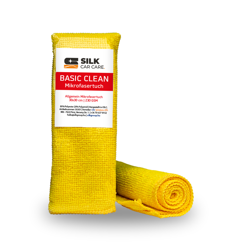 Silk Basic Clean Mikrofasertuch – 30x30 cm, vielseitiges, kratzfreies Mikrofasertuch mit hoher Saugfähigkeit, für trockene und nasse Reinigung ohne Chemie
