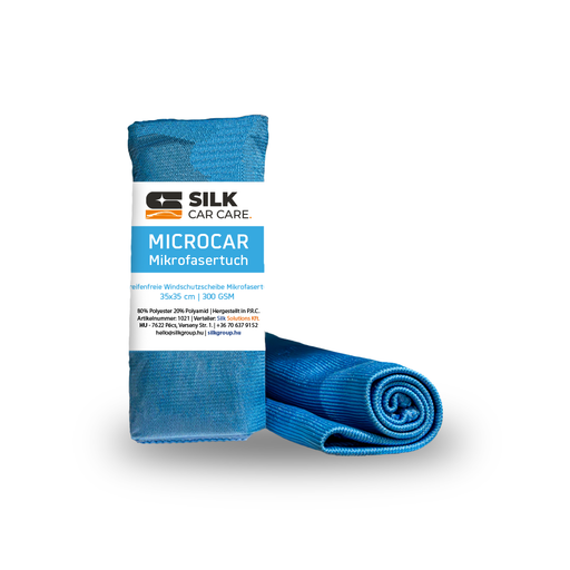 Silk MicroCar Mikrofasertuch – 35x35 cm, weiches, geriffeltes Mikrofasertuch zur kratzfreien Reinigung von Glasflächen, streifenfrei und saugstark
